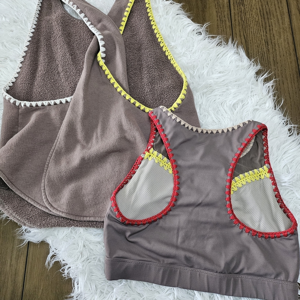 Carbon38 Brown and Yellow Tank Top And Matching Bra - Picture 2 of 2